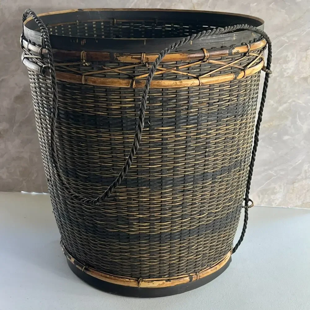 Vintage Thai Handicraft Tea Leaf Storage Basket Brown Backpack 16